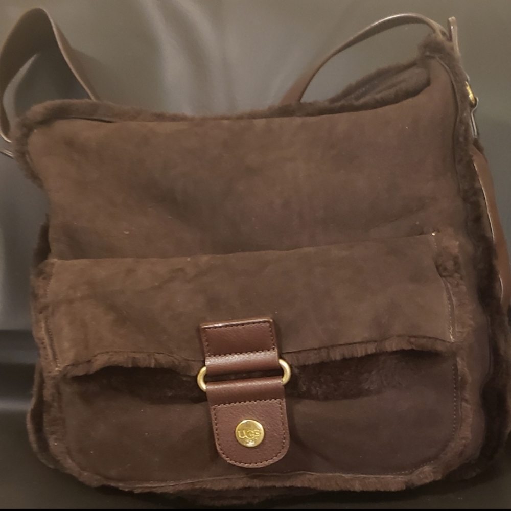 UGG Australia Brown Suede & Leather Shoulder Bag